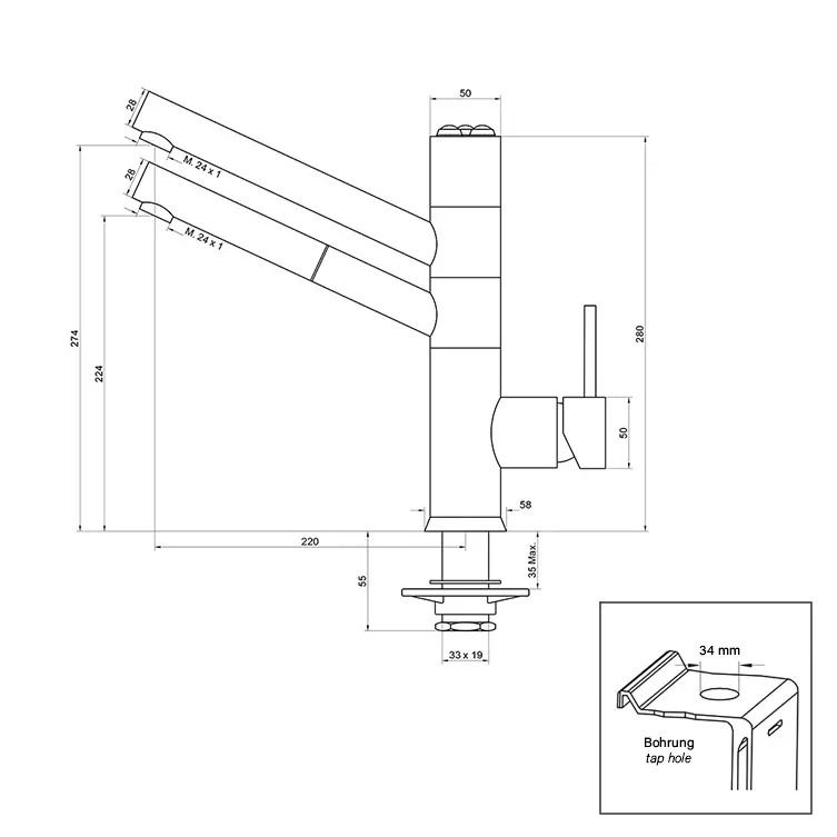 5-Wege-Armatur CUCINA IDEALE in Full Black - mit ausziehbarer Brause2.webp