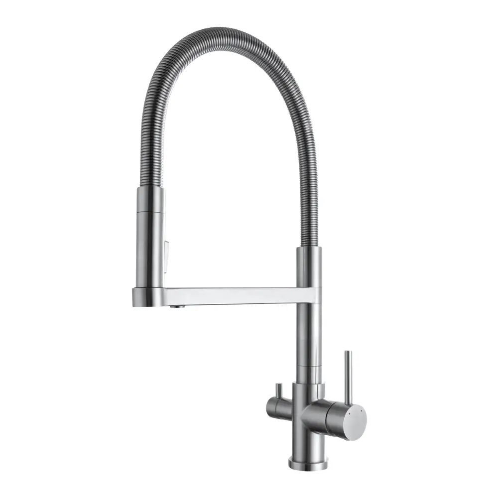 3-Wege-Armatur ALBA Spiralfeder - 360° drehbarer Wasserhahn aus massivem 304 Edelstahl