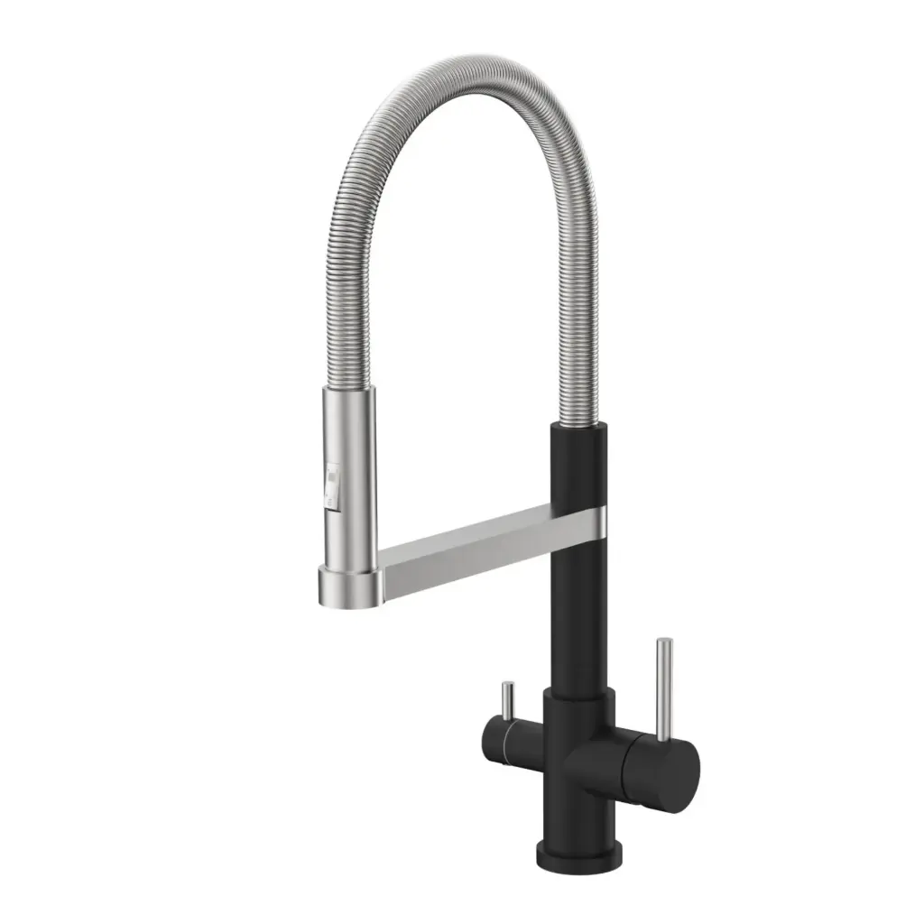 3-Wege-Armatur ALBA Spiralfeder - 360° drehbarer Wasserhahn aus massivem 304 Edelstahl