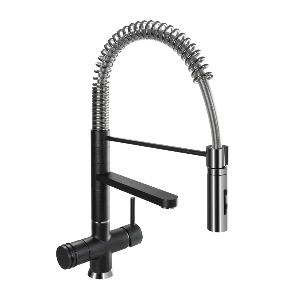 Designer Spiralfeder-Drei-Wege-Wasserhahn LUXURY Onyx 56 cm