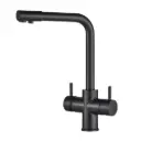 5-Wege-Wasserhahn ISABELLA Edelstahl massiv L-Auslauf | Chrom, Schwarz, gebürstet