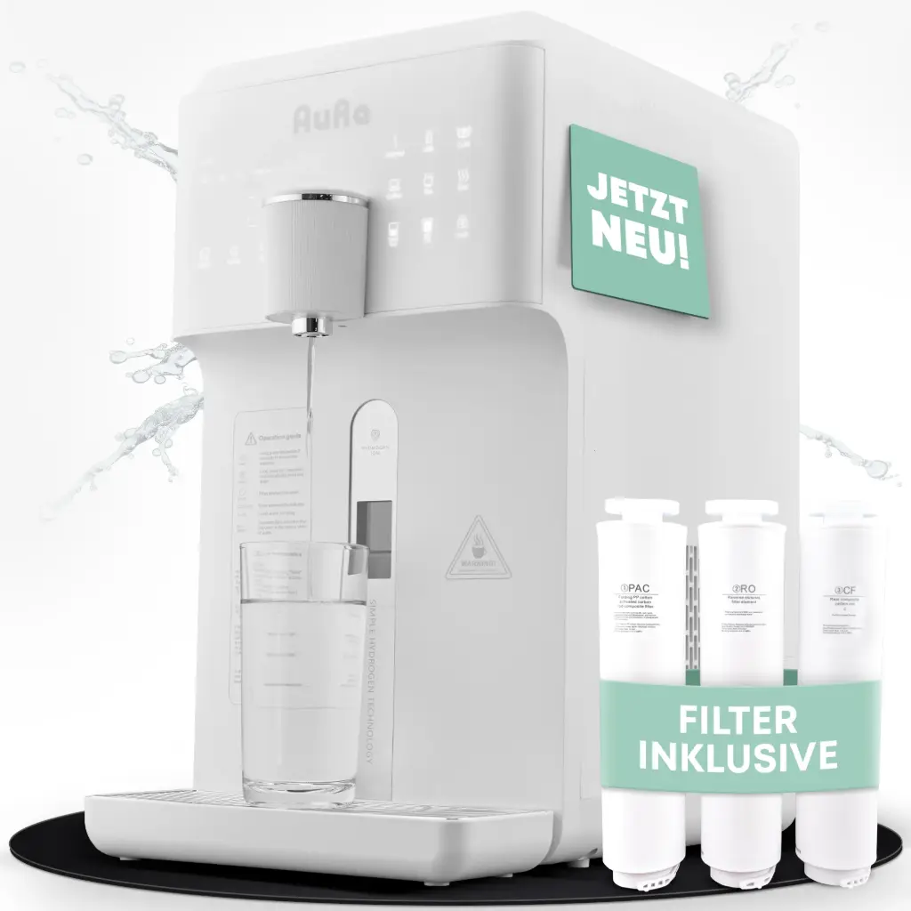AORA W23 Umkehrosmoseanlage – Auftisch-Wasserspender mit Festwasseranschluss, Heißwasser- & Wasserstofffunktion für reines Trinkwasser