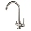 3-Wege-Armatur GIULIA INOX C-Auslauf in Edelstahl Massiv - Wasserhahn aus massivem 304 Edelstahl, 360° drehbar